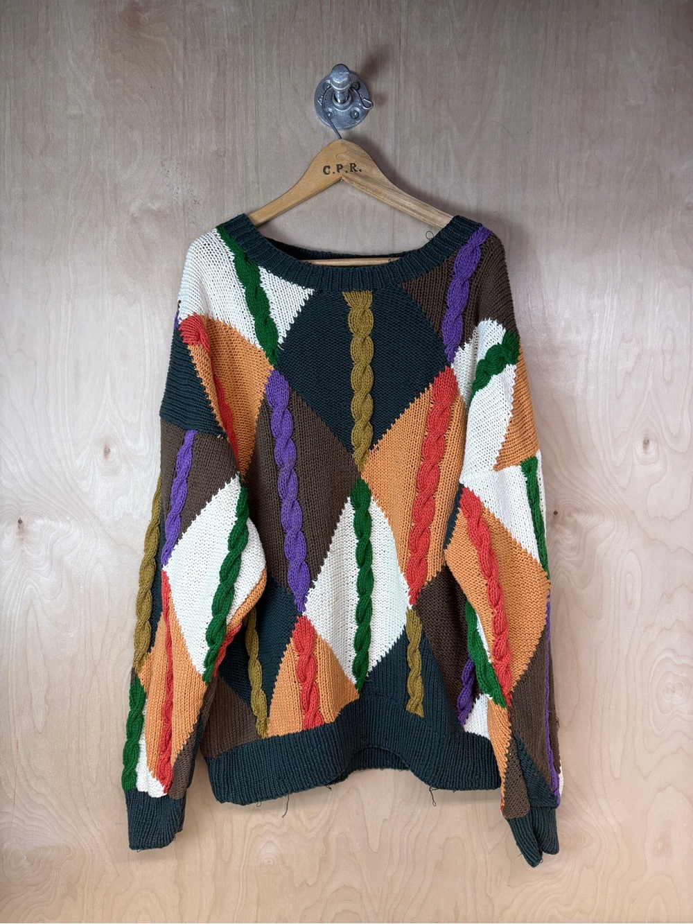 Vintage GANT Hand Knit Multicolor Cable Knit Crewneck Sweater